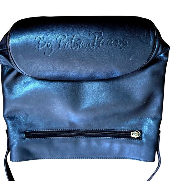 Paloma Picasso Dark Brown Leather Crossbody Purse Gold Logo Made in Italy - Picture 3 of 15